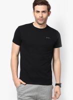 Lee Black Solid Round Neck T-Shirts