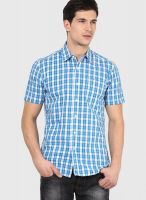 Lee Blue Check Slim Fit Casual Shirt