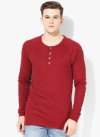 Levi's Red Solid Henley T-Shirt