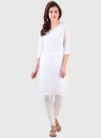 Libas White Embroidered Kurta