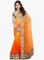 Lookslady Orange Embroidered Saree