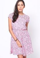 MB Pink Colored Printed Skater Dress