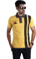 Mrtees Solid Men's Polo Neck Yellow T-Shirt
