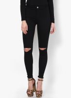 New Look Black Knee Ripped Disco Jeans