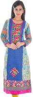 Nextar Casual Embroidered Women's Kurti(Blue)