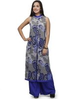 Ojjasvi Paisley Women's Straight Kurta(Grey)