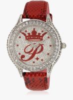Paris Hilton H Ph12987js/04B Red/Silver Analog Watch