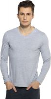 Pepperclub Solid Men's V-neck Grey T-Shirt