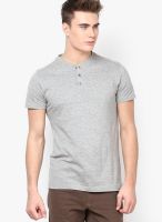 Phosphorus Grey Melange Color Henley T-Shirt