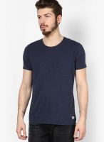 RVLT Navy Blue Round Neck T-Shirt With Pocket