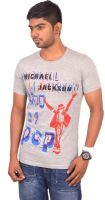 Rogue Printed Men's Round Neck Grey T-Shirt