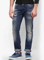 Rookies Washed Blue Slim Fit Jeans