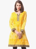 Saadgi Yellow Embroidered Kurta