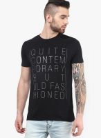 Selected Black Printed Round Neck T-Shirts