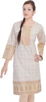 Shop Rajasthan Casual, Formal Self Design, Printed Women's Kurti(Beige)