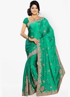 Silk Bazar Green Embroidered Saree