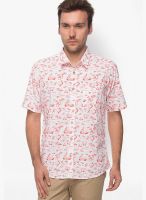 Slub Printed Red Casual Shirt