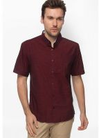 Slub Solid Maroon Casual Shirt