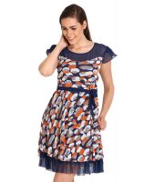 Soie Navy Net A Line Dress