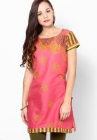 Span Pink Embroidered Kurta