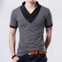 Style-Up.In Solid Men's V-neck Grey T-Shirt Style-Up.In Solid Men's V-neck Grey T-Shirt