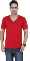 Stylogue Solid Men's V-neck Red T-Shirt