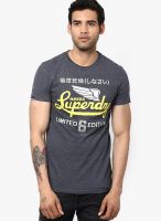 Superdry Dark Grey Solid Round Neck T-Shirts