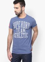 Superdry Navy Blue Solid Round Neck T-Shirts