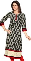 Tanzeb Casual Printed Women's Kurti(Black)