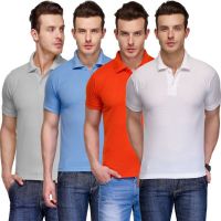 Teesort Solid Men's Polo Neck Multicolor T-Shirt(Pack of 4)