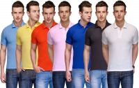 Teesort Solid Men's Polo Neck Multicolor T-Shirt(Pack of 7)