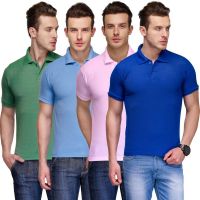 Teesort Solid Men's Polo Neck Multicolor T-Shirt(Pack of 4)