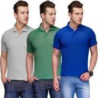 Teesort Solid Men's Polo Neck Multicolor T-Shirt(Pack of 3)