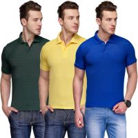 Teesort Solid Men's Polo Neck Multicolor T-Shirt(Pack of 3)