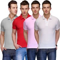 Teesort Solid Men's Polo Neck Multicolor T-Shirt(Pack of 4)