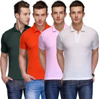 Teesort Solid Men's Polo Neck Multicolor T-Shirt(Pack of 4)