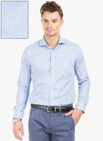 Thisrupt Blue Printed Slim Fit Formal Shirt
