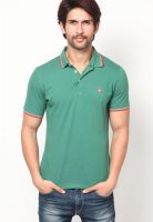 United Colors of Benetton Green Solid Polo T-Shirts