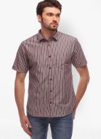Urban Nomad Striped Brown Casual Shirt