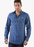 Vintage Blue Check Slim Fit Casual Shirt