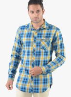 Vintage Blue Check Slim Fit Casual Shirt