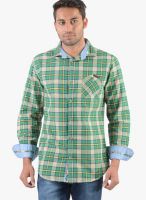 Vintage Green Check Slim Fit Casual Shirt