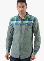 Vintage Green Slim Fit Casual Shirt