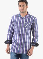 Vintage Purple Check Slim Fit Casual Shirt
