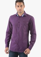 Vintage Purple Linen Slim Fit Casual Shirt