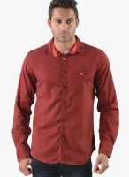 Vintage Red Slim Fit Casual Shirt