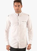 Vintage White Slim Fit Casual Shirt