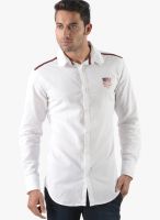 Vintage White Slim Fit Casual Shirt