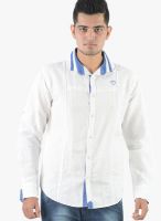 Vintage White Slim Fit Casual Shirt