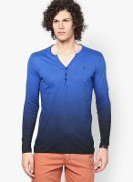 WYM Blue Solid Henley T-Shirts